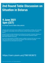 2nd Round Table Discussion on Situation in Belarus