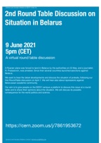 2nd Round Table Discussion on Situation in Belarus