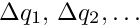 $\D q_1, \, \D q_2, \ldots$