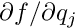 ${\partial f}/{\partial q_j}$