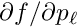 ${\partial f}/{\partial p_{\ell}}$