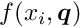 $f(x_i,\Vek{q})$