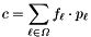 \begin{equation*} c = \sum_{\ell \in \Omega} f_{\ell} \cdot p_{\ell} \end{equation*}