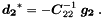 \begin{equation*} \label{eq:spa2} \Vek{d_2}^{*} = - \Vek{C}_{22}^{-1} \; \Vek{g_2} \; . \end{equation*}
